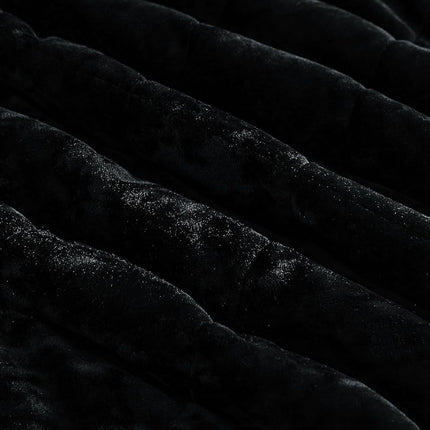 Chezmoi Collection Lux Black Velvet Quilt Oversized King Set, 3-Piece Plush Distressed Velvet Bedding All Season Lightweight Comforter Brushed Microfiber Reverse with Diamond Stitch Quilting