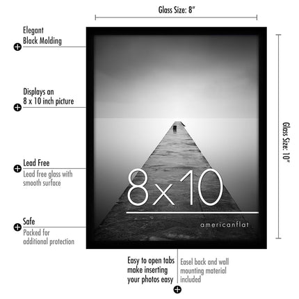 Americanflat 8x10 Photo Frame 12-Pack - Gallery Wall Frame Set - Black