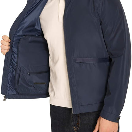 Cole Haan Men's Short Sleeve Self Packable Windbreaker, Navy, L