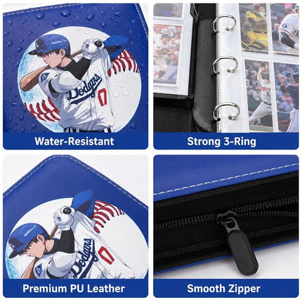 HBK Baseball Card Binder 900 Pockets, PU Leather with 50 Sleeves