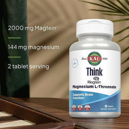 KAL Think Magnesium L-Threonate 2000 mg 60 Tablets