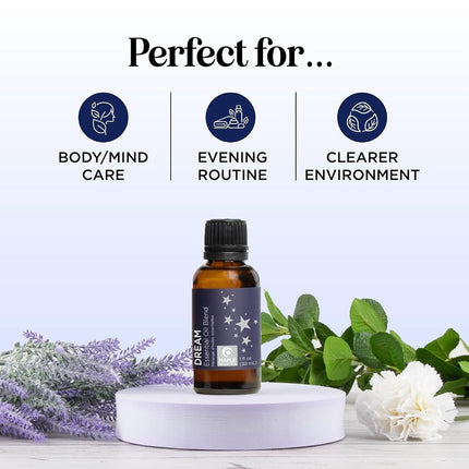 Sleep Essential Oil for Diffuser - Dream Essential Oils for Diffusers Aromatherapy and Wellness with Ylang-Ylang Clary Sage Roman Chamomile and Lavender Essential Oils for Sleep Time Support (30mL)