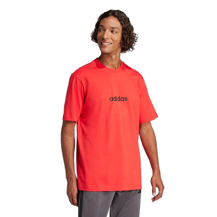 adidas Men's Essentials Linear Single Jersey T-Shirt, Pure Ruby/Black, XX-S