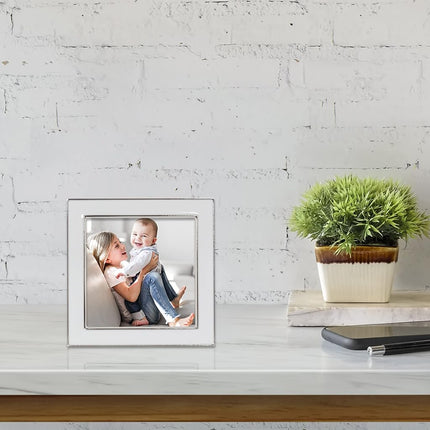 Lawrence Frames Metal and Enamel Picture Frame, White, 4x4