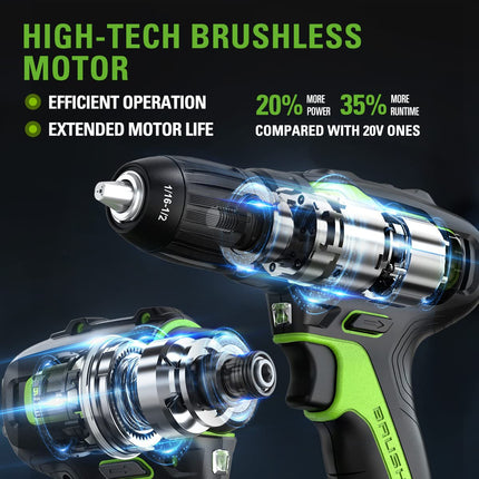 Greenworks 24V Brushless 310 in./lbs Drill/Driver + 2650 in./lbs Impact Driver Combo Kit, (2) USB (Power Bank) Batteries and Dual Port Charger Included LED Light, 2pcs Driving Bits with Tool Bag