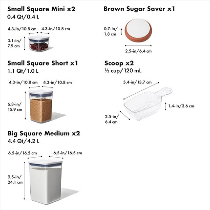 OXO Good Grips POP 2.0 8-Piece Baking Essentials Storage Container Set
