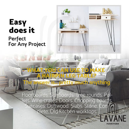 La Vane 8 inch Hairpin Table Legs, Heavy Duty Mid-Century Modern, 4-Pack