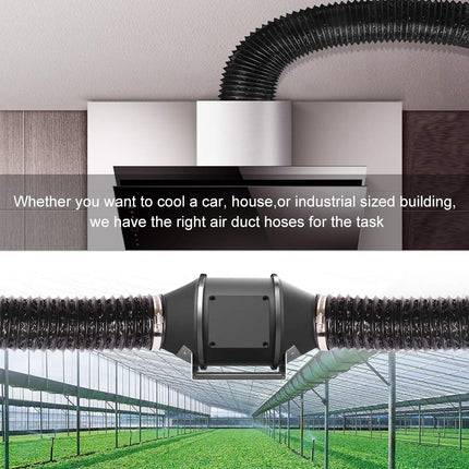 4Inch 10FT Long Flexible Aluminum Air Ducting, Heavy-Duty Black 4 Layer Dryer Vent Hose, Dryer Duct for HVAC Ventilation,Duct Fan Systems, 2 Stainless Steel Clamps Include