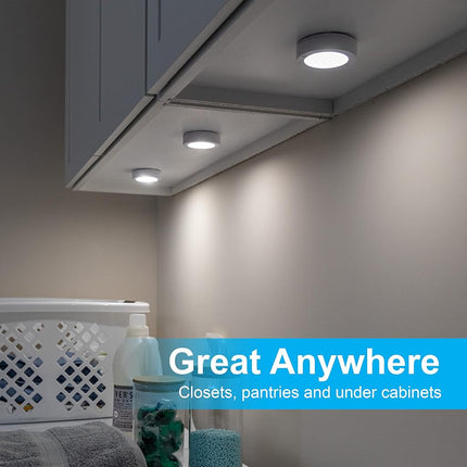 GE, Wireless, Battery Operated, 20 Lumens, Touch Activated On/Off, Bright White, Ideal for Closets, Cabinets, Attic, Garage and More, 25434, 2 Pack, LED Puck Lights, 2 Count