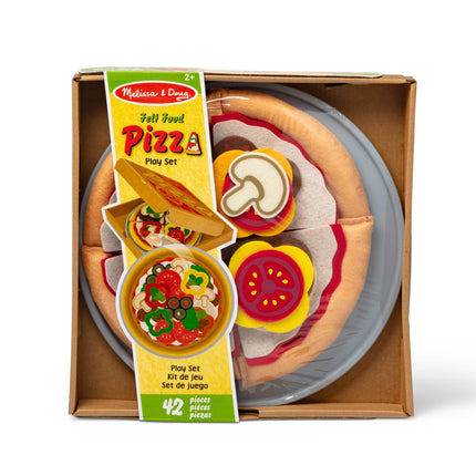 Melissa & Doug Juego de comida de fieltro de pizza para mezclar y combinar - Juego de pizza de fieltro de 42 piezas para la cocina de los niños, juguete de simulación para niños pequeños y niños de 2 años en adelante