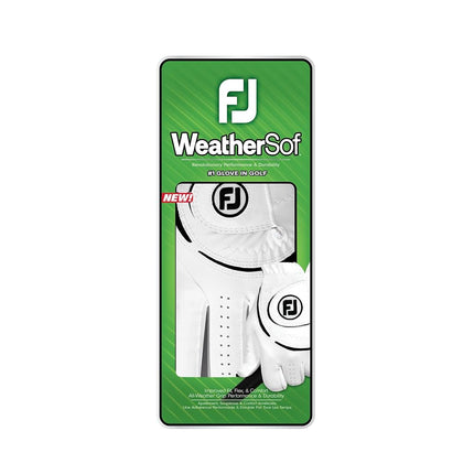 FootJoy WeatherSof Women's Golf Glove, White, Large Worn on the Right Hand