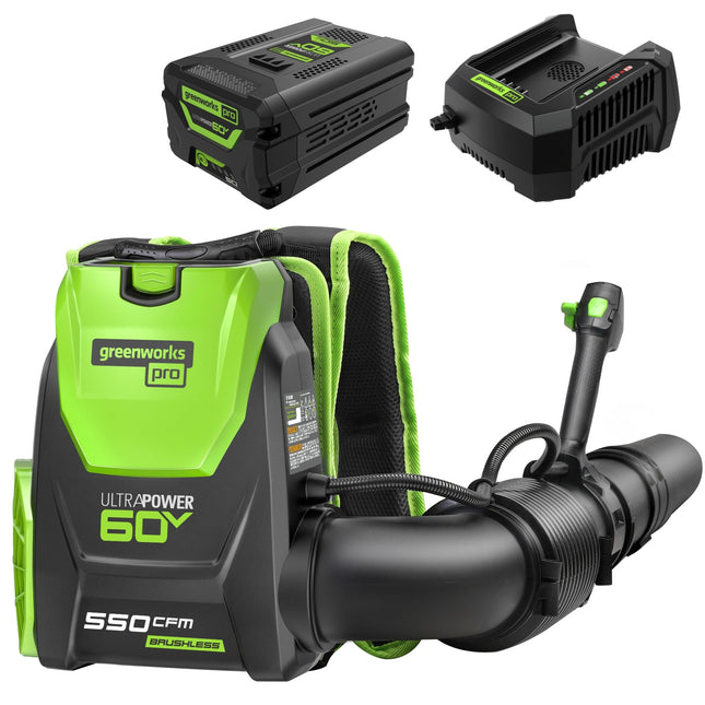 Greenworks 60V 550 CFM Brushless Backpack Blower, 