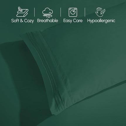 Elegant Comfort Luxury 4-Piece Bed Sheet Set - Luxury Bedding 1500 Premium Hotel Quality Microfiber, Wrinkle Resistant Cool & Breathable, Easy Elastic Fitted, Queen, Hunter Green
