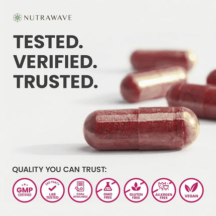Nutrawave Organic Beetroot Capsules 1400mg – High Potency Beet Root Powder | Vegan, Non-GMO, Gluten-Free | 120 Capsules