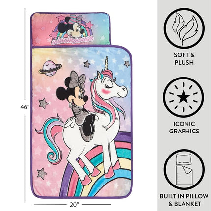 Disney Minnie Mouse Super Soft Toddler Quilted Nap Mat with Built in Pillow, 26"x46"