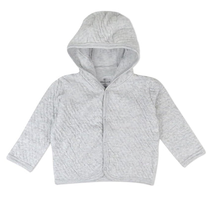 HonestBaby Snap-Front Hooded Jackets, Side-Snap Top, Hoodies in Cozy 100% Organic Cotton Infant Baby Boys, Girls, Unisex, Light Gray Heather, Newborn