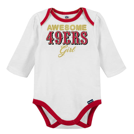 Gerber NFL Baby Girls 3 Pack Bodysuit Registry Gift Set Footed Pant and Cap, Alternate, 3-6M US