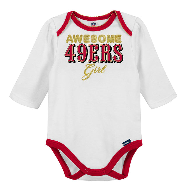 NFL Baby Girls' 3Pc Bodysuit, Footed Pant, & Cap Set, Tampa Bay Buccaneers, 0-3 Months