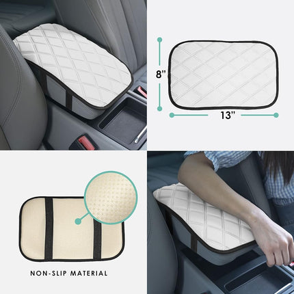 FH Group FH1053WHITEDM-AVC Diamond Pattern Neosupreme Center Console Pad Water-Resistant Black Seat Box Cover Protector fits Most Cars, SUVs, and Trucks