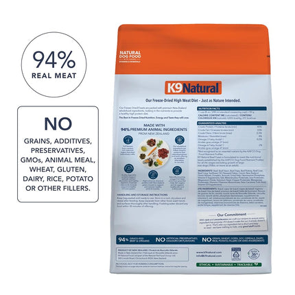 K9 Natural Beef Freeze-Dried Dog Food, Grain-Free, 1.8kg
