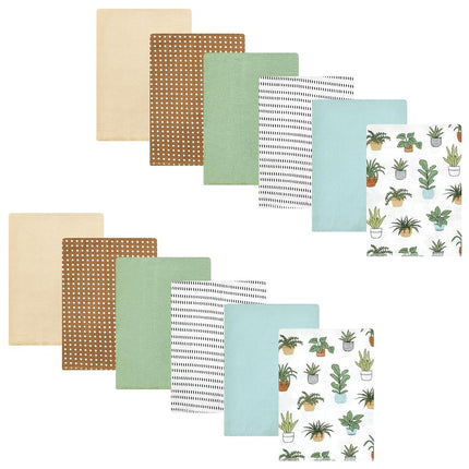 Hudson Baby Lots de langes en flanelle de coton unisexe pour bébé, motifs végétaux, taille unique