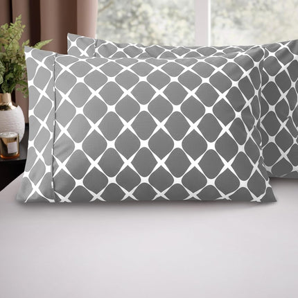 Elegant Comfort Luxury Ultra-Soft 2-Piece Pillowcase Set - 1500 Premium Hotel Quality Microfiber Double Brushed - Wrinkle Resistant, King Size, Bloomingdale Pattern Gray