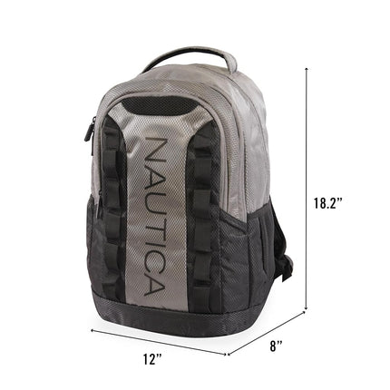Nautica Unisex's Admiral Backpack, Grey/Black, One Size