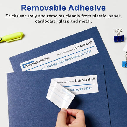 Etiquetas rectangulares removibles Avery blancas mate con tecnología Sure Feed, 3-1/4" x 8-3/8", 300 etiquetas removibles, etiquetas imprimibles con láser/inyección de tinta