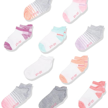 Hanes Girls' Infant and Toddler Heel Shield Socks, 10-Pair Pack