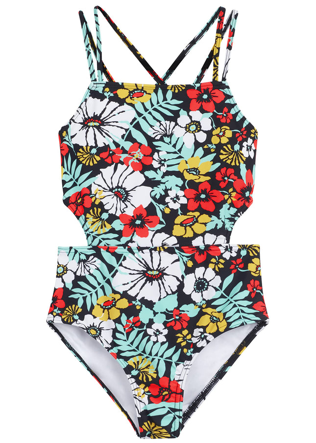 Kanu Surf Girls' Beach Sport Cut-Out One Piece Swi