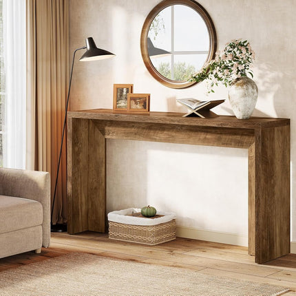 Tribesigns Farmhouse Console Table, 140 cm Wooden Sofa Table with Storage for Entrance, Foyer, Hallway, Living Room, Easy Assembly, Rustic Brown