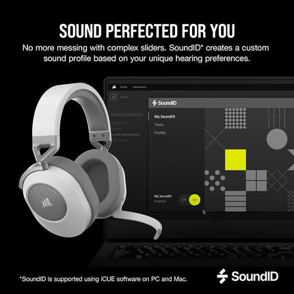 Corsair HS65 Wireless Multiplatform Bluetooth Gaming Headset - Dolby 7.1 Surround Sound - Omnidirectional Microphone - iCUE - PC, Mac, PS5, PS4, Nintendo Switch, Mobile - White