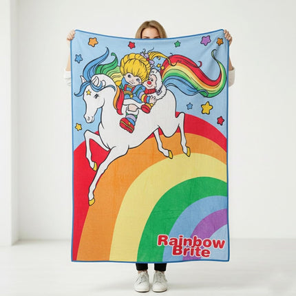 Silver Buffalo Rainbow Brite Screen Print Flannel Raschel Throw Blanket Featuring Rainbow Brite, Starlite, and Twink, 45" x 60"
