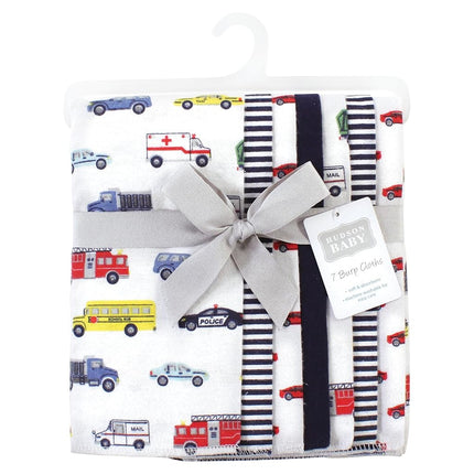 Hudson Baby Unisex Baby Cotton Flannel Burp Cloths, Going Places 7 Pack, One Size