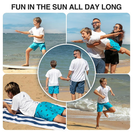 Kanu Surf Boys' Big Terrapin Turtle Quick Dry Beach Board Shorts Swim Trunk, Aqua, Medium (10/12)