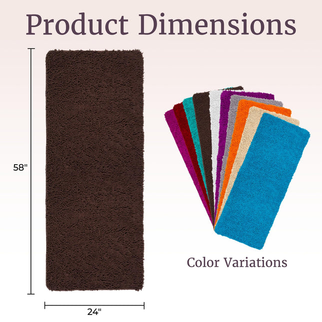 Bedford Home Memory Foam Shag Bath Mat 2-Feet by 5-Feet, Chocolate