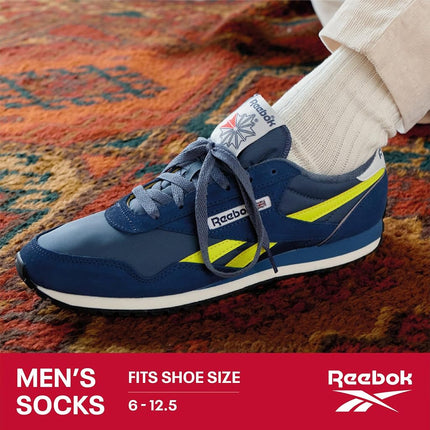 Reebok Mens Quarter Socks - 6 Pack Moisture Wicking Performance Stretch Athletic Ankle Socks for Men (Sizes: 6-12.5)