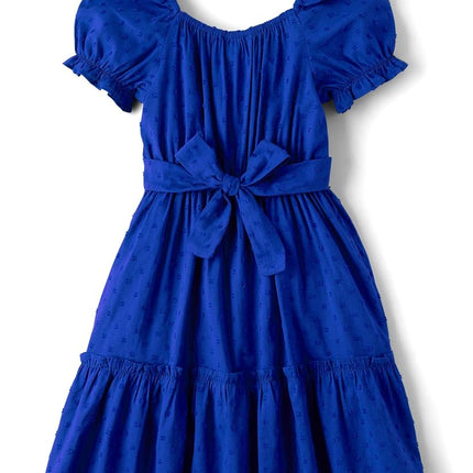 The Children's Place Girls' Short Sleeve Dressy Dress, Renew Blue, Medium