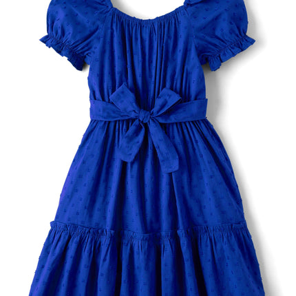 The Children's Place Girls' Short Sleeve Dressy Dress, Renew Blue, Small