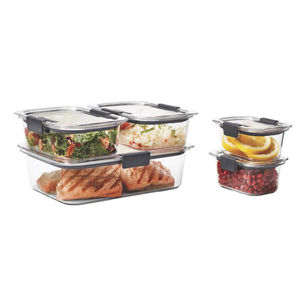 Rubbermaid Brilliance Leak-Proof Food Storage Containers with Airtight Lids, Set of 5 (10 Pieces Total) |BPA-Free & Stain Resistant