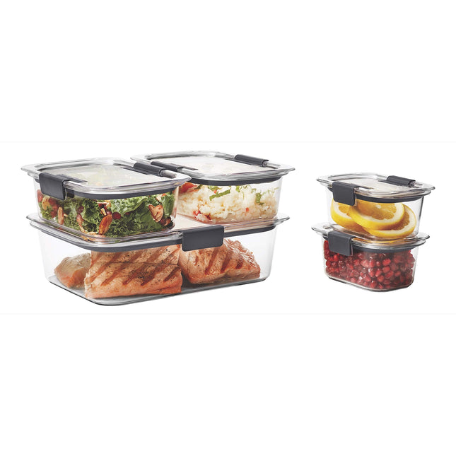 Rubbermaid Brilliance Leak-Proof Food Storage Containers with Airtight Lids, Set of 5 (10 Pieces Total) |BPA-Free & Stain Resistant