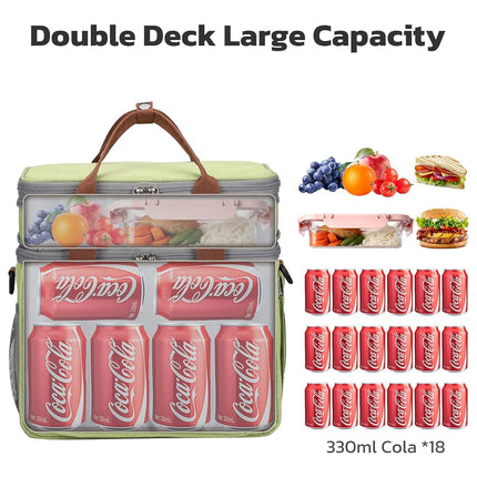 Maelstrom Lunch Bag Women,23L Insulated Lunch Box for Men Women,Expandable Double Deck Lunch Cooler Bag,Lightweight Leakproof Lunch Tote Bag with Side Tissue Pocket,Green