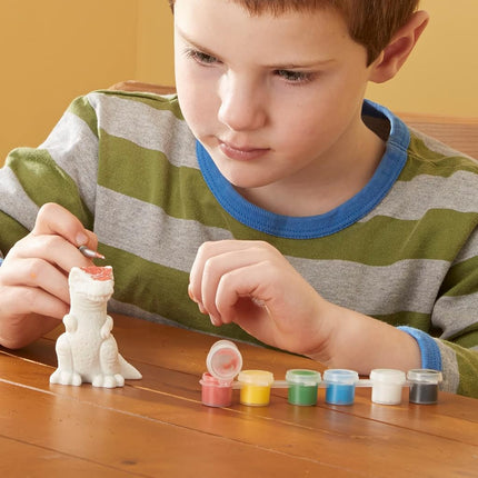 Melissa & Doug Created by Me! Dinosaur Figurines Craft Kit (2 Resin Dinosaurs, 6 Paints, Paintbrush) Dino Painting Kit for Kids