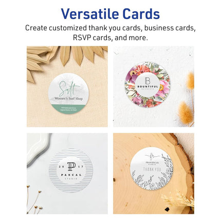 Avery Printable Round Cards, Sure Feed Technology, 3" Diameter, Glossy White Cardstock, Print-To-The-Edge, Laser/Inkjet Printable, 300 Total, Great for Business Messaging