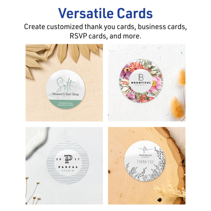 Avery Printable Round Cards, Sure Feed Technology, 3" Diameter, Glossy White Cardstock, Print-To-The-Edge, Laser/Inkjet Printable, 300 Total, Great for Business Messaging