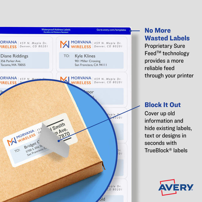 Avery Shipping Address Labels, Inkjet Printers, 100 Labels,3-1/2 x 5, Permanent Adhesive,White, 5 Packs (8168)