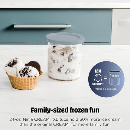 Ninja NC501 CREAMi Deluxe 11-in-1 Ice Cream & Frozen Treat Maker for, Sorbet, Milkshakes, Drinks More, 11 Programs, with 2 XL Family Size Pint Containers, Perfect Kids, Silver, 2 quarts