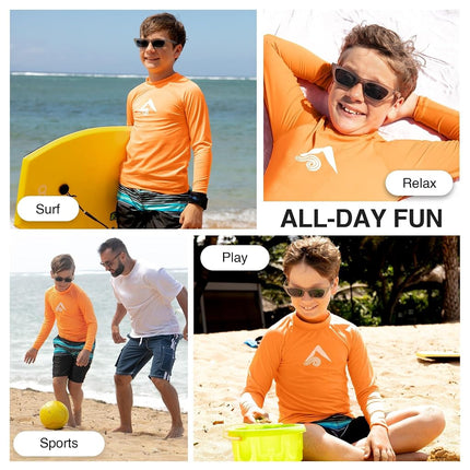Kanu Surf Boys' Platinum Rashguard, Orange, 14-16