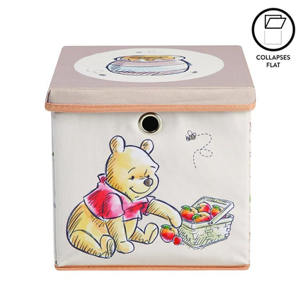 Idea Nuova Winnie the Pooh Collapsible Storage Cube with removable Lid, 10" Wx10 Hx10 D
