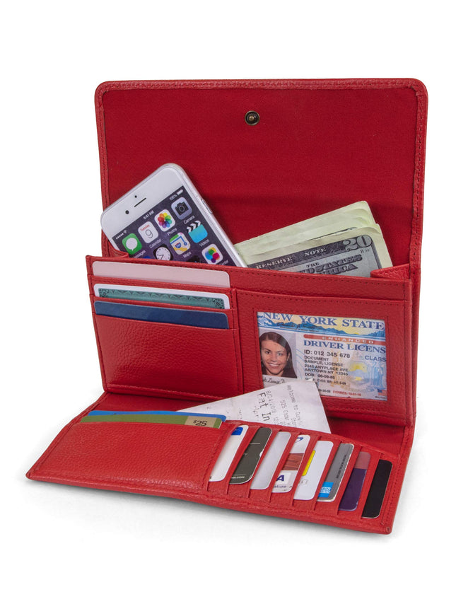 Cartera organizadora con solapa de cuero Timberland para mujer con RFID, cereza (guijarro), talla única en el Reino Unido